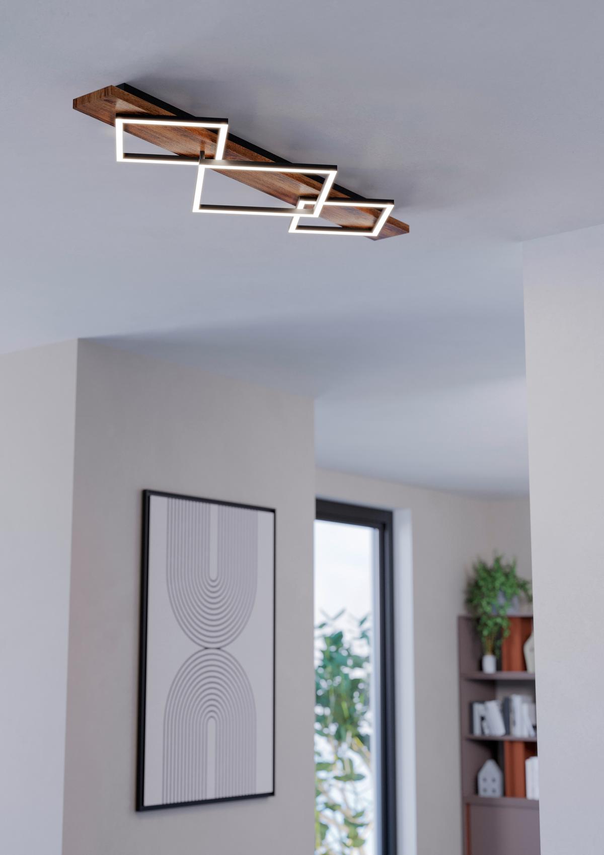 LAMPA SUFITOWA LED 901936_BOYAL - kolor dębowy/czarny, Natur, tworzywo sztuczne/metal (101/40,5/9,5cm) - Eglo