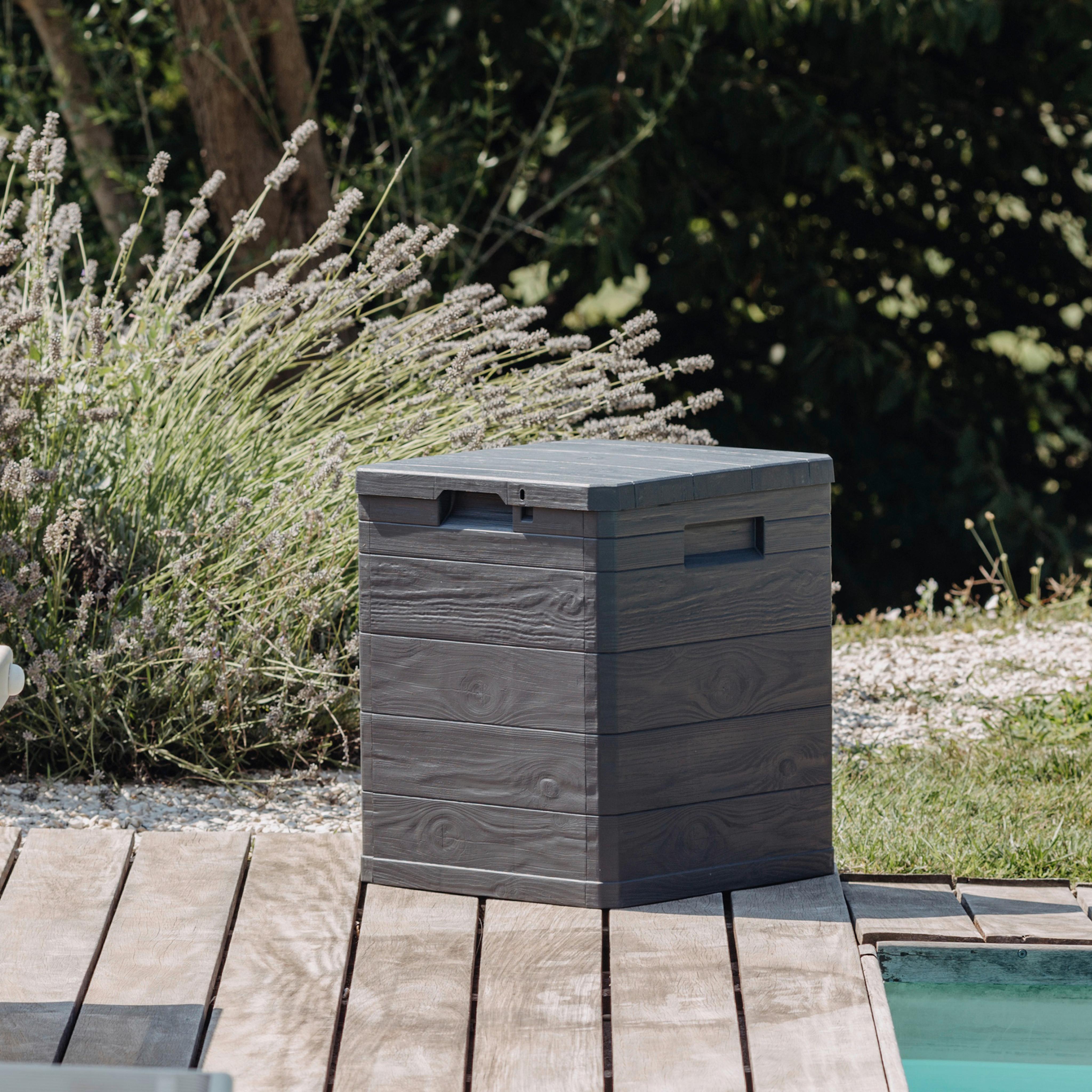 SKRZYNIA OGRODOWA KISSENBOX WOODY`S 90L - antracytowy, Basics, tworzywo sztuczne (42,5/50/44cm)
