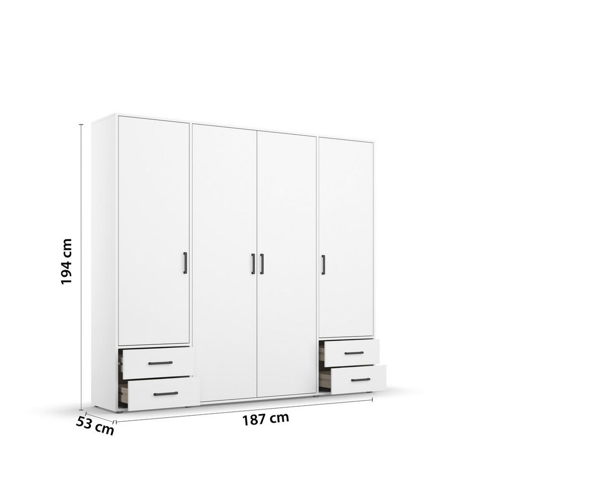 Ormar S Klasičnim Vratima Voyager - bijela/siva, Moderno, drvni materijal/plastika (187/194/53cm) - Modern Living
