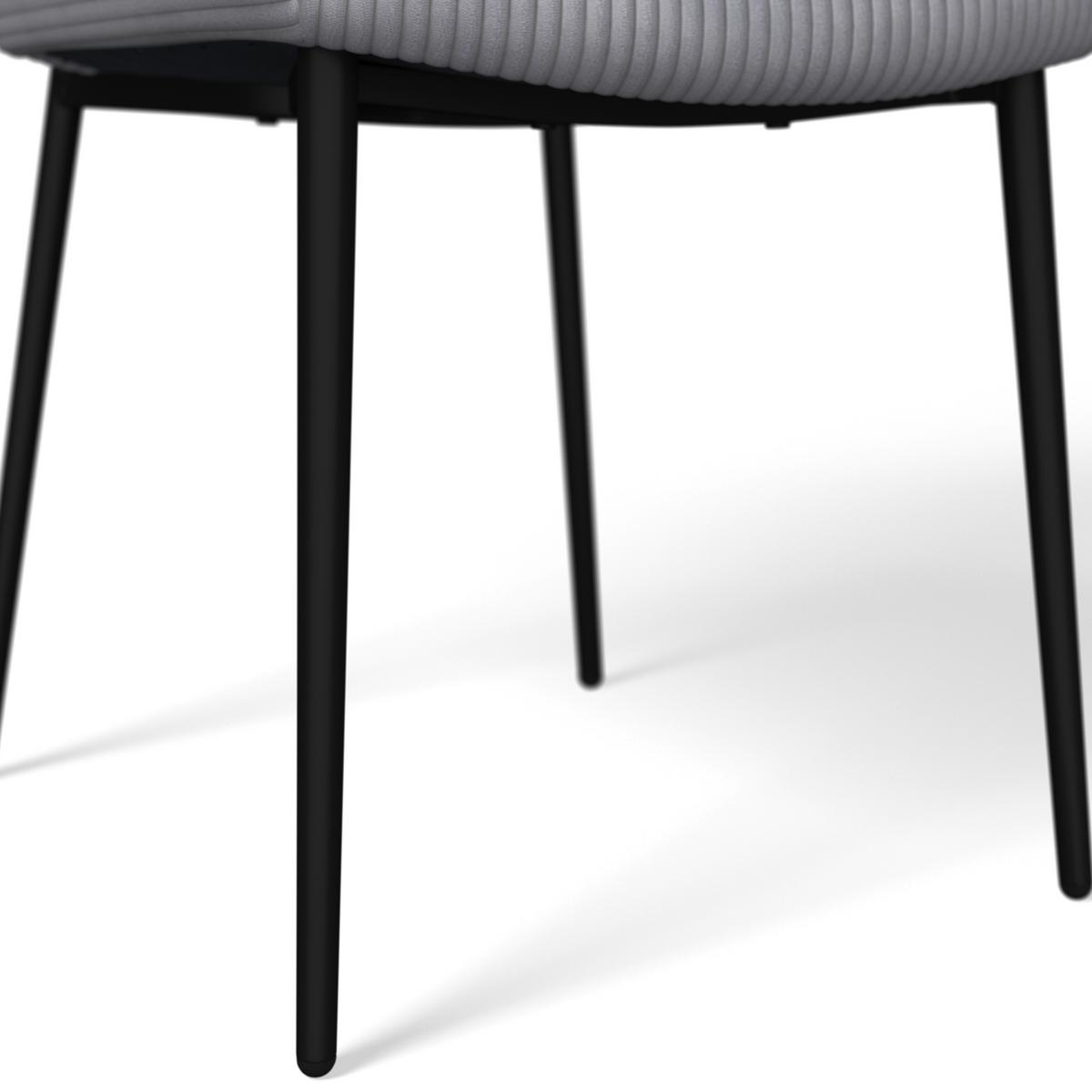 Stol Elia, Siva, Rebrasti Žamet - siva/črna, Moderno, kovina/tekstil (56/85/47cm) - Bessagi Home