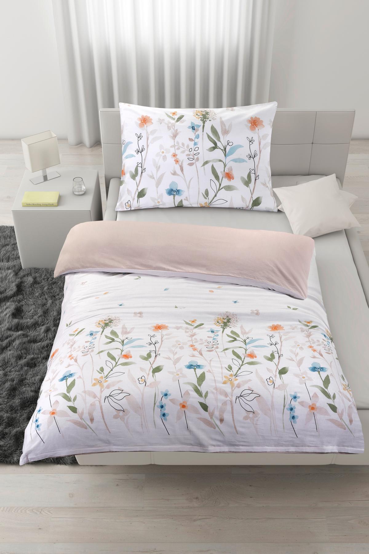 Posteljina Anne 140x200cm 60x80cm - bijela/bakrenaste boje, Konvencionalno, tekstil (140/200cm) - Mömax