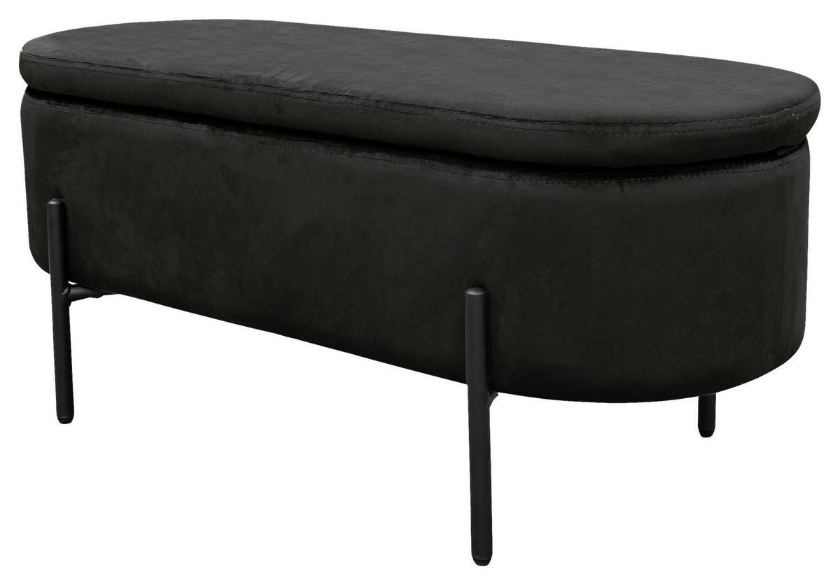 Sitzbank NOVA Schwarz, Samt - Schwarz, Design, Textil/Metall (95/42/37,5cm) - MID.YOU