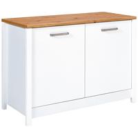Spülenunterschrank Sicilia Weiß/Eiche Artisan - Silberfarben/Weiß, MODERN, Holzwerkstoff/Metall (130,3/92/60cm) - Mömax