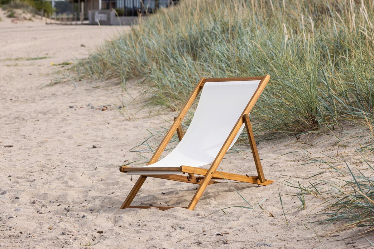 STRANDSTUHL PEACHY - Beige/Naturfarben, KONVENTIONELL, Holz/Textil (57/80/105cm) - Gardenson