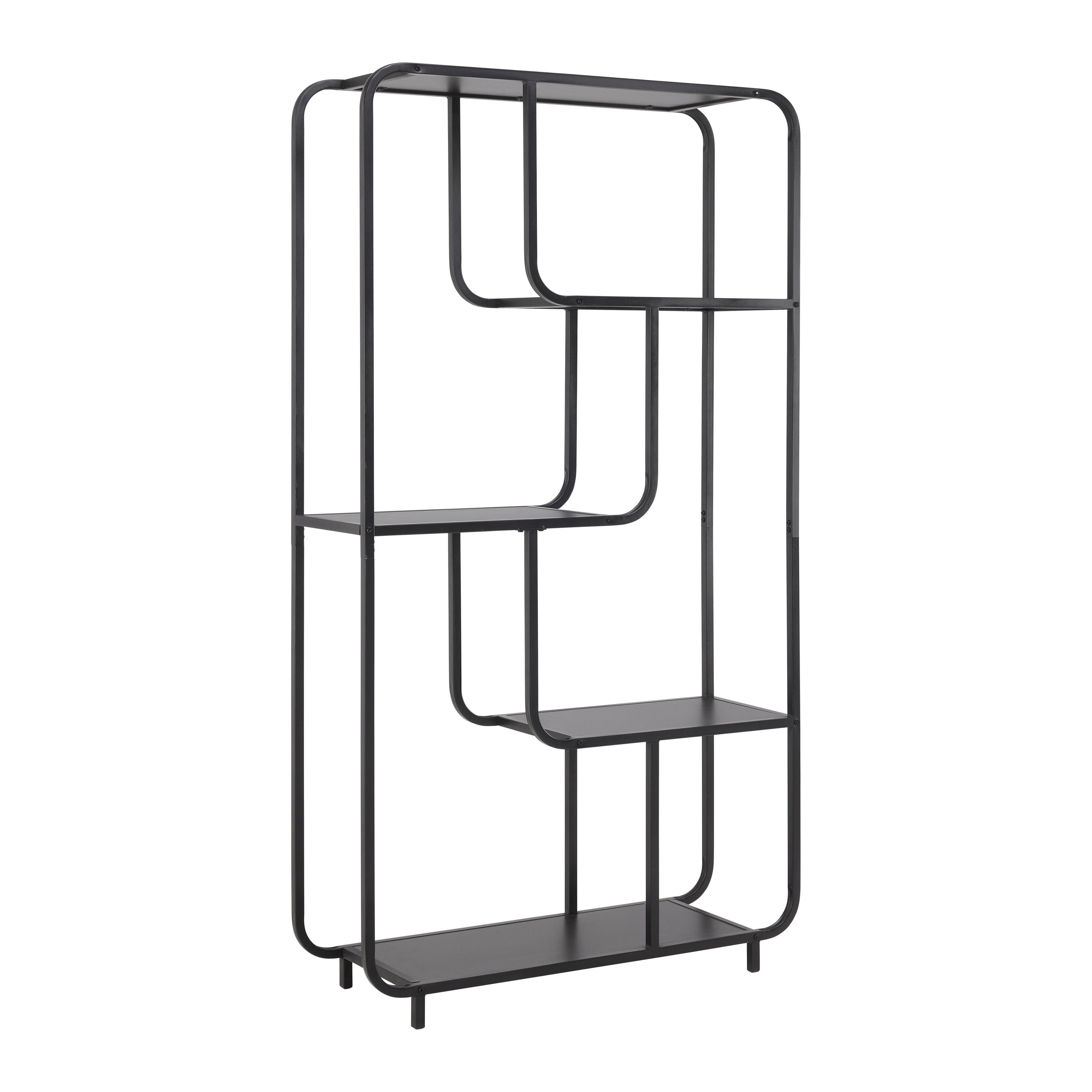 HYLLA BEND -EXKLUSIV- - svart, Modern, metall/trämaterial (100/180/33cm) - Mömax