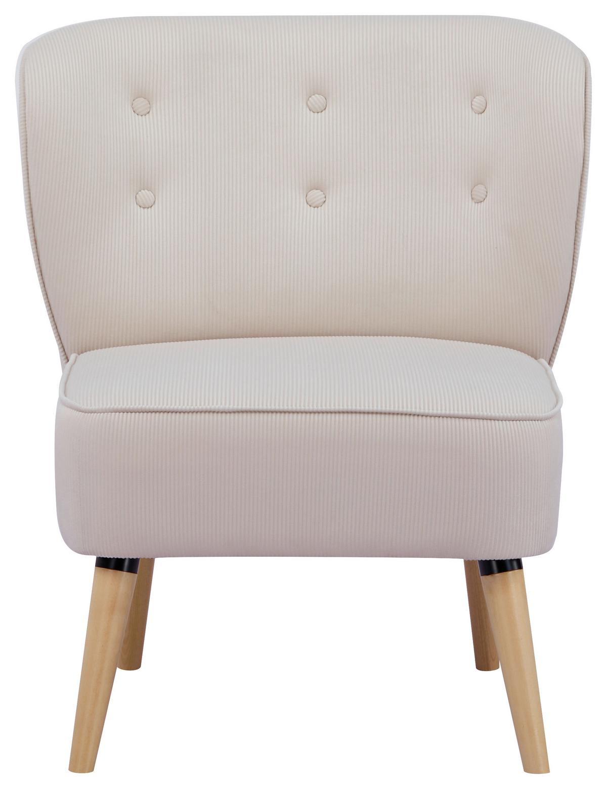 FOTEL CORDY - beżowy/kolor naturalny, Design, tkanina/drewno (75/82/80cm) - Livetastic