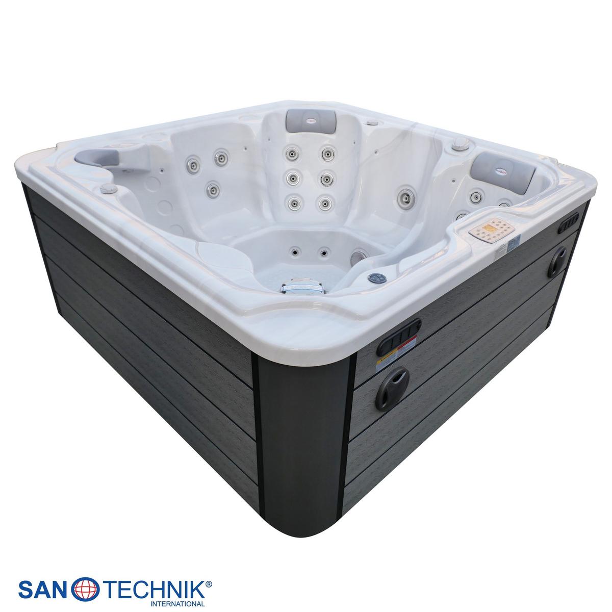 Whirlpool Outdoor Set Schwarz/Weiß ca. 210x95x210cm - Weiß/Grau, Basics, Kunststoff (210/95/210cm)