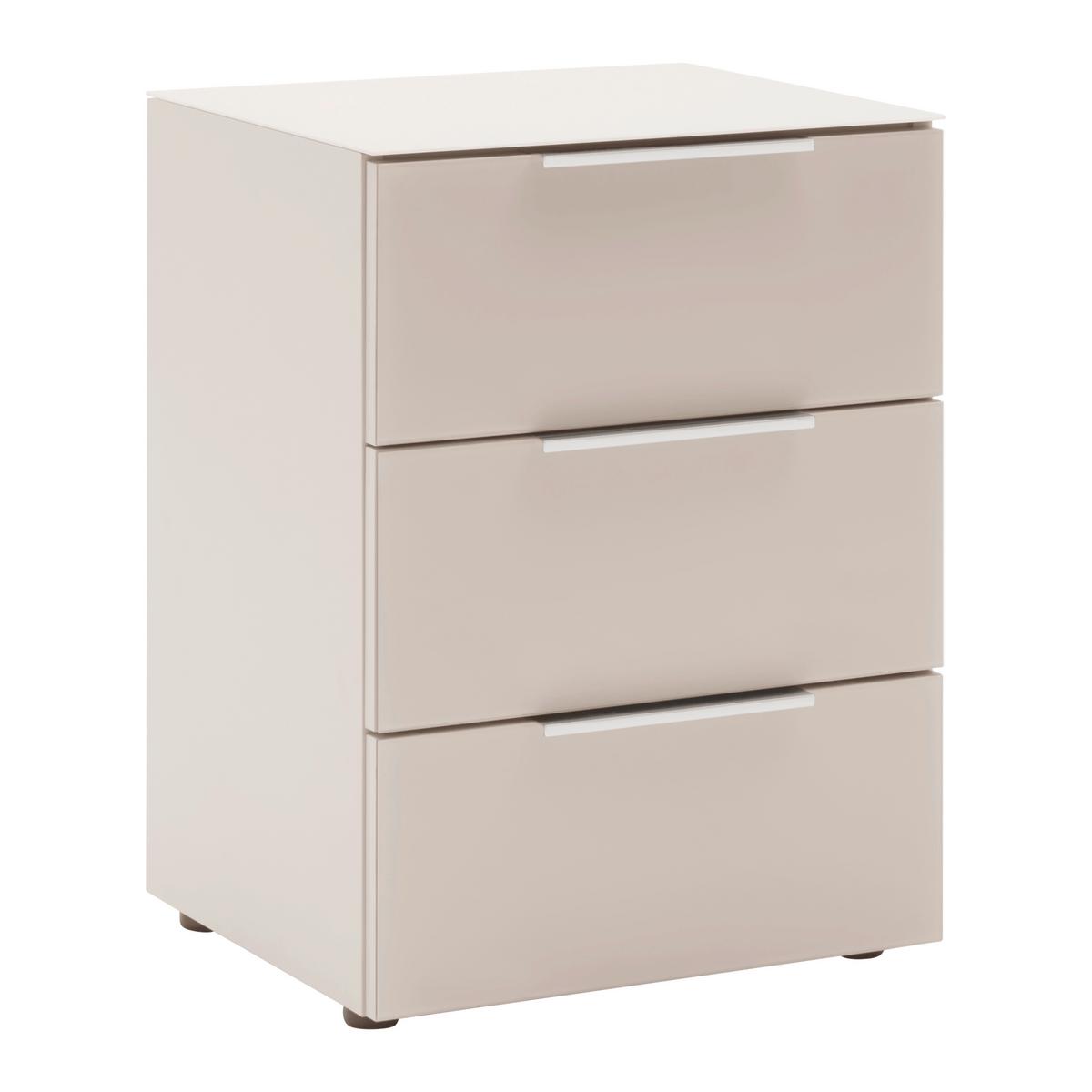 Nachtkästchen Siena Kaschmirfarben ca. 45x61x40cm - Kaschmir/Chromfarben, KONVENTIONELL, Glas/Holzwerkstoff (45/61/40cm) - Premium Living