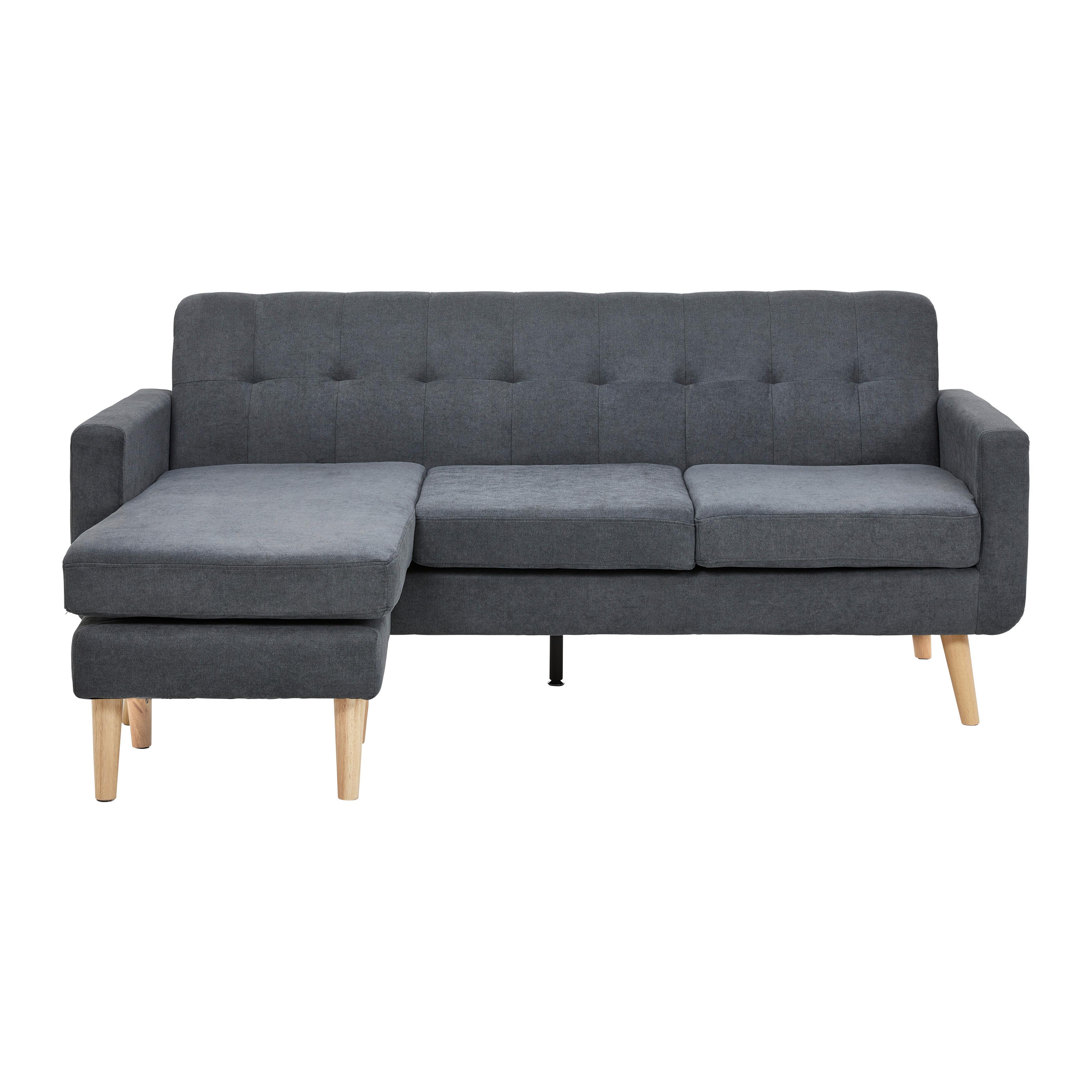 Sedežna Garnitura Tamara, Oblika L - temno siva/naravne barve, Moderno, tekstil/les (198/83/143cm) - Bessagi Home