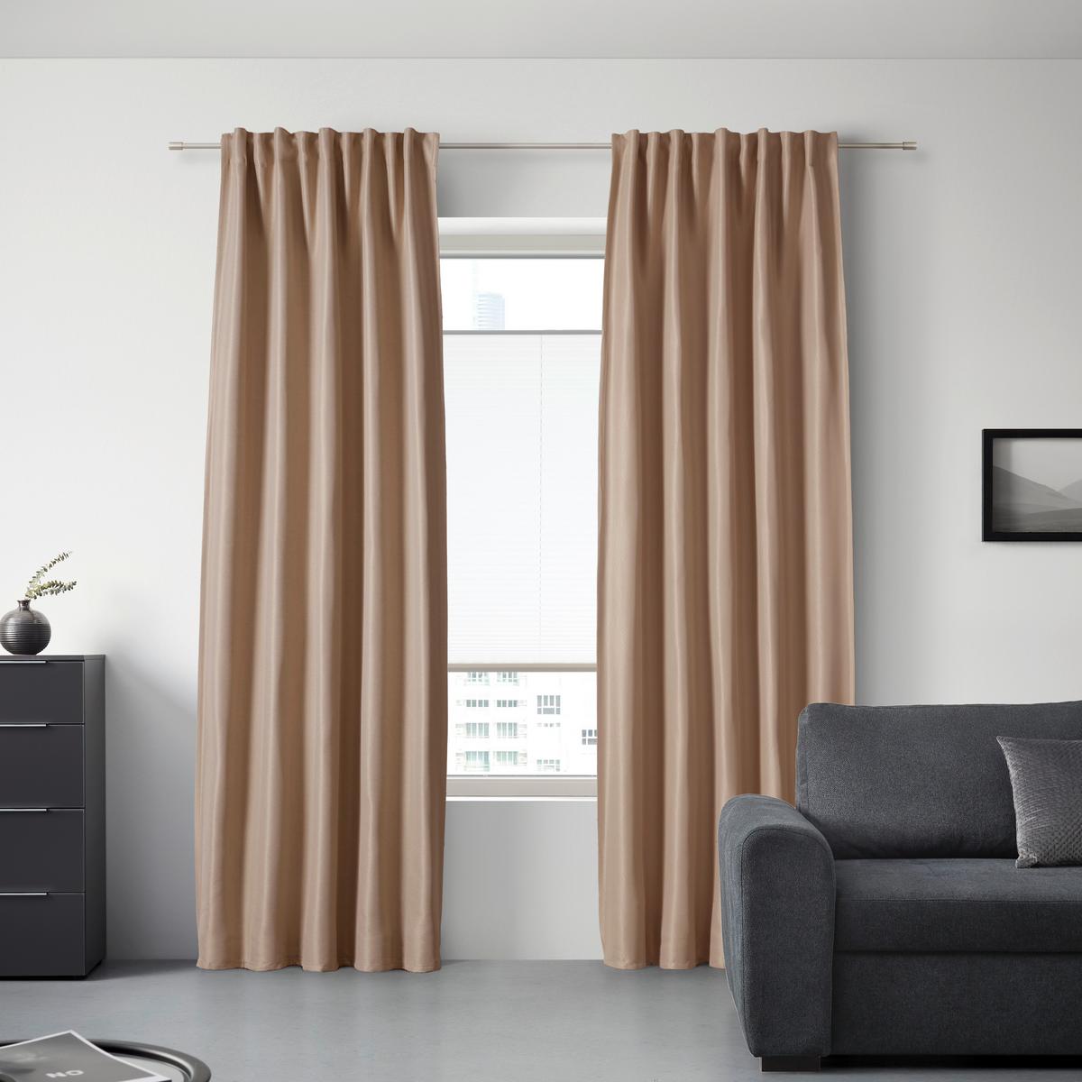 Verdunkelungsvorhang Roman in Beige ca. 135x255cm - Beige, Modern, Textil (135/255cm) - Premium Living