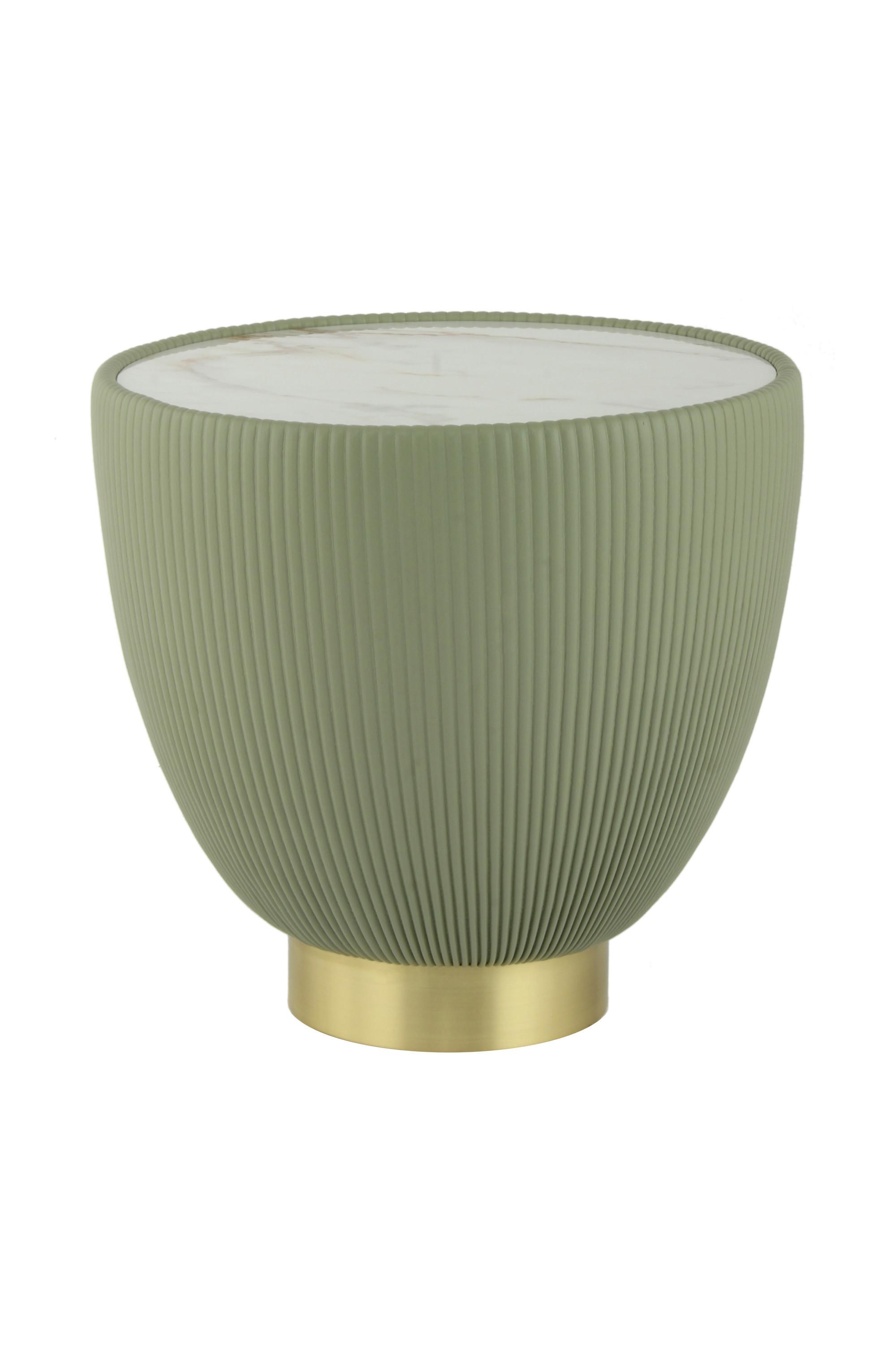 BEISTELLTISCH JOKAI 125 GRÜN - Goldfarben/Grün, Design, Textil/Stein (47/47/45cm) - Kayoom