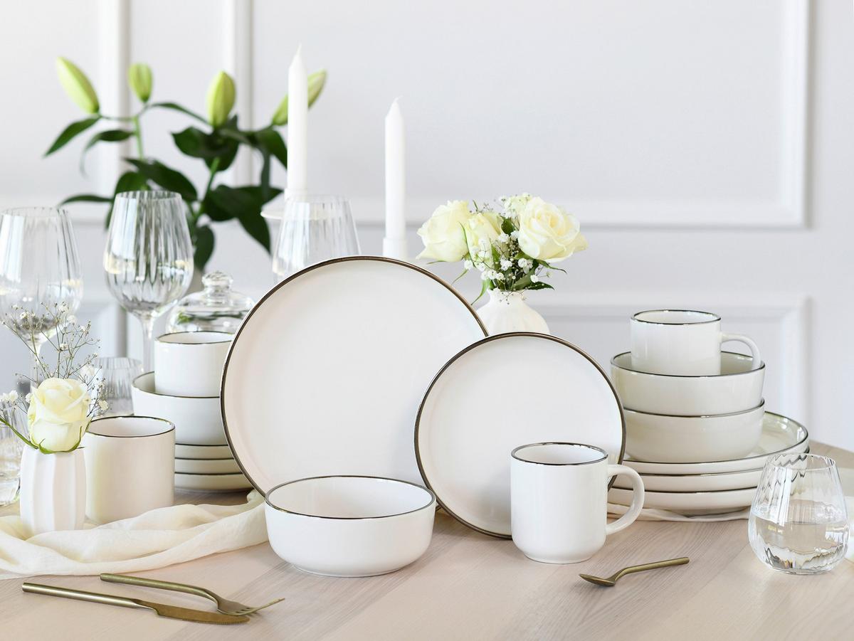 Kombiservice 24791 Nordic Festive Creme - Goldfarben/Creme, Basics, Keramik - Creatable