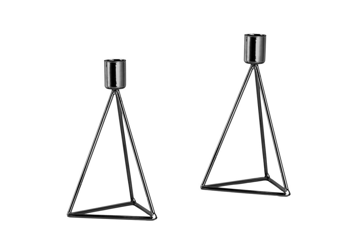 Kerzenhalter-Set Schwarz - Schwarz, Basics, Metall (9,5/16,5cm) - Echtwerk