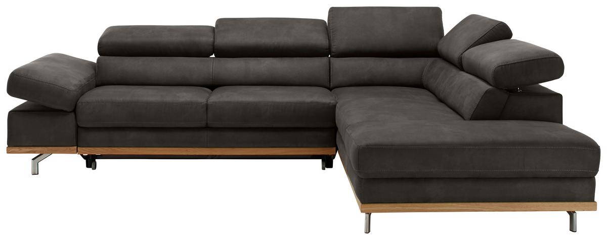 Wohnlandschaft Carmen Dunkelgrau - Chromfarben/Dunkelgrau, Konventionell, Holz/Textil (292/72/226cm) - Premium Living