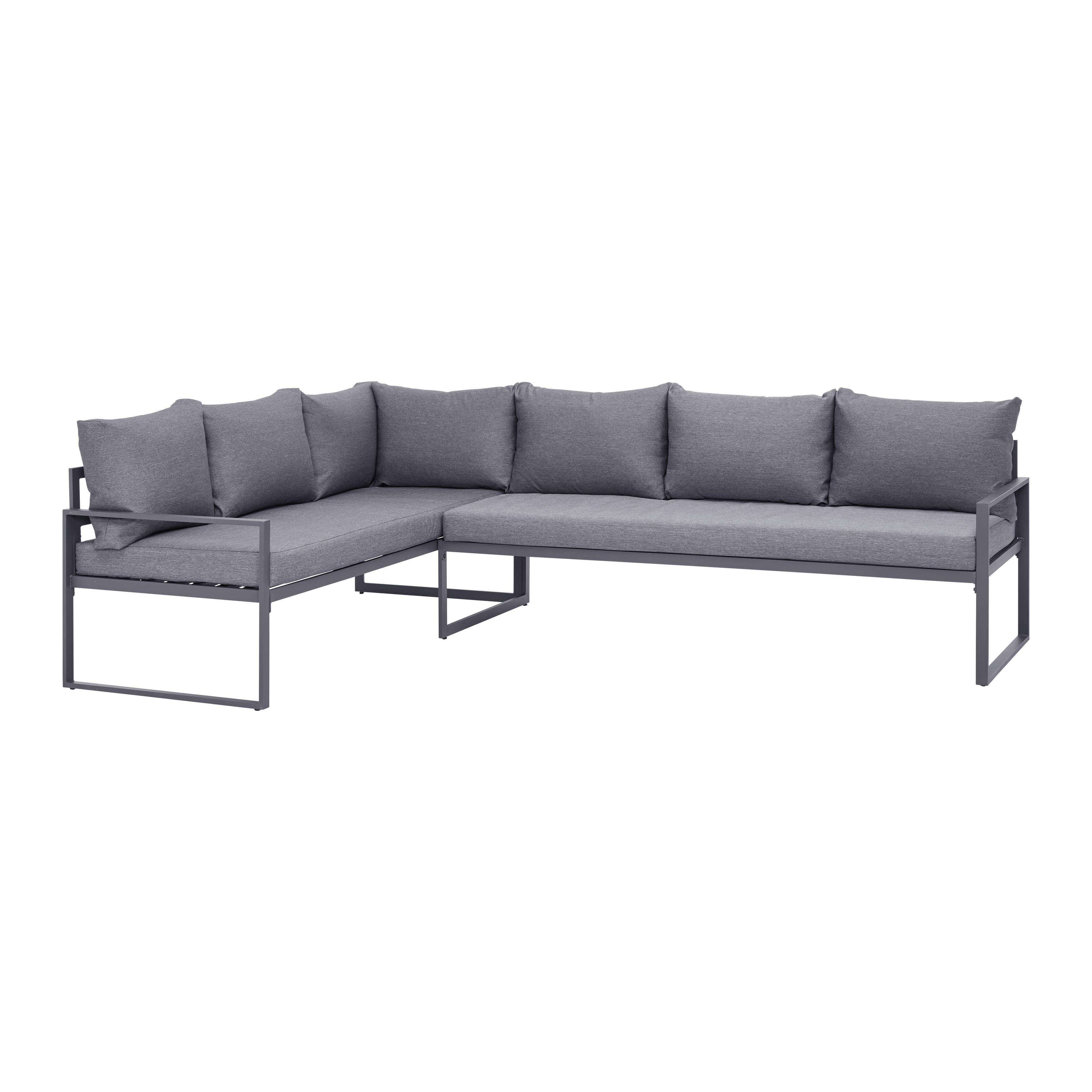 Loungegarnitur in Anthrazit - Anthrazit/Schwarz, MODERN, Glas/Textil (176/241cm) - Modern Living