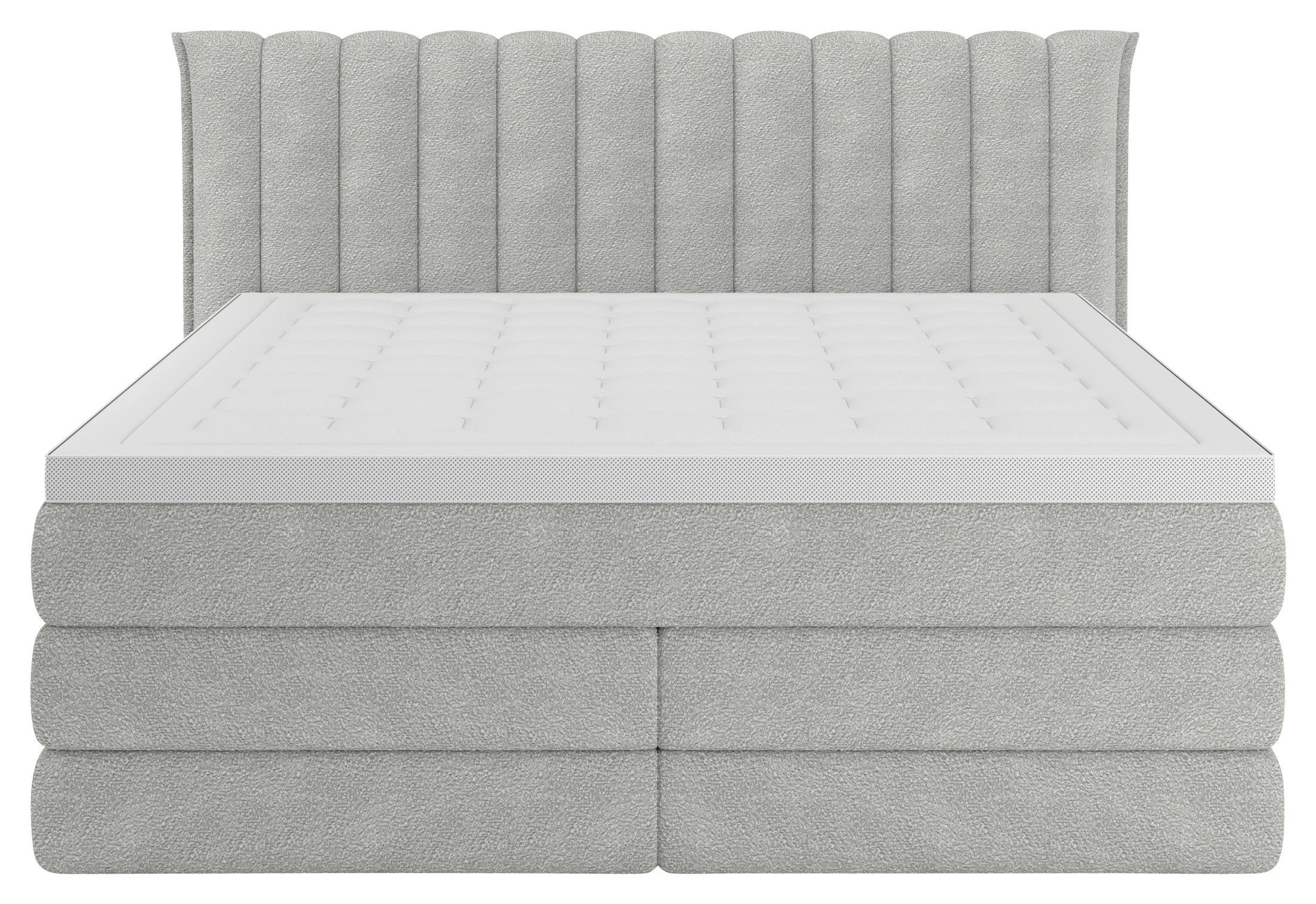 Boxspringbett Lina Hellgrau ca. 180x200cm - Hellgrau, KONVENTIONELL, Holz/Holzwerkstoff (180/200cm) - Premium Living