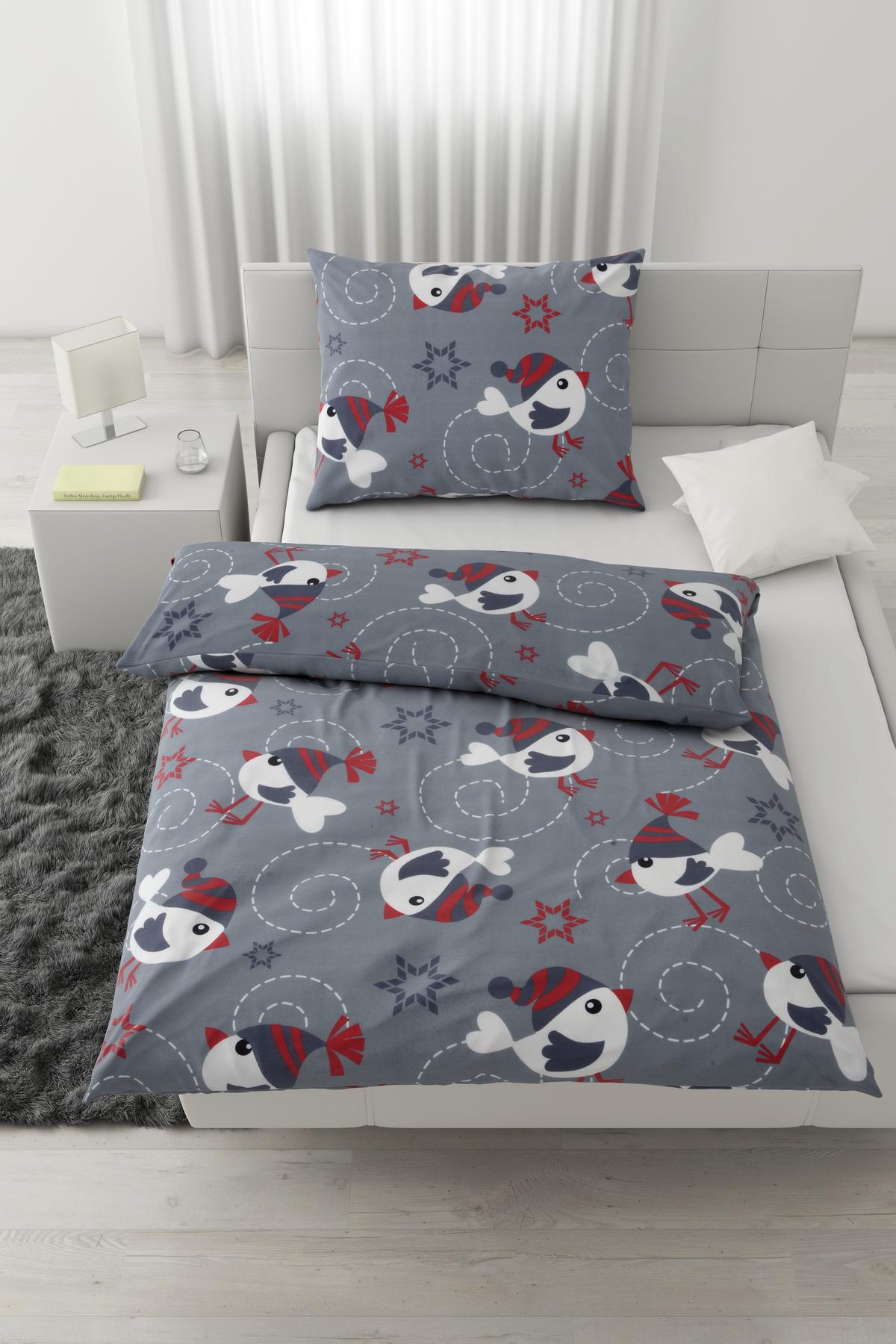 Bettwäsche Piepmatz ca. 160x210cm - Grau, Konventionell, Textil (160/210cm) - Modern Living
