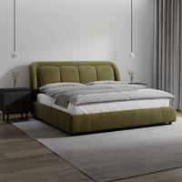 Polsterbett Anton Olive ca. 180x200 cm - Dunkelgrün/Schwarz, Modern, Holz/Textil (180/200cm) - Bessagi Home