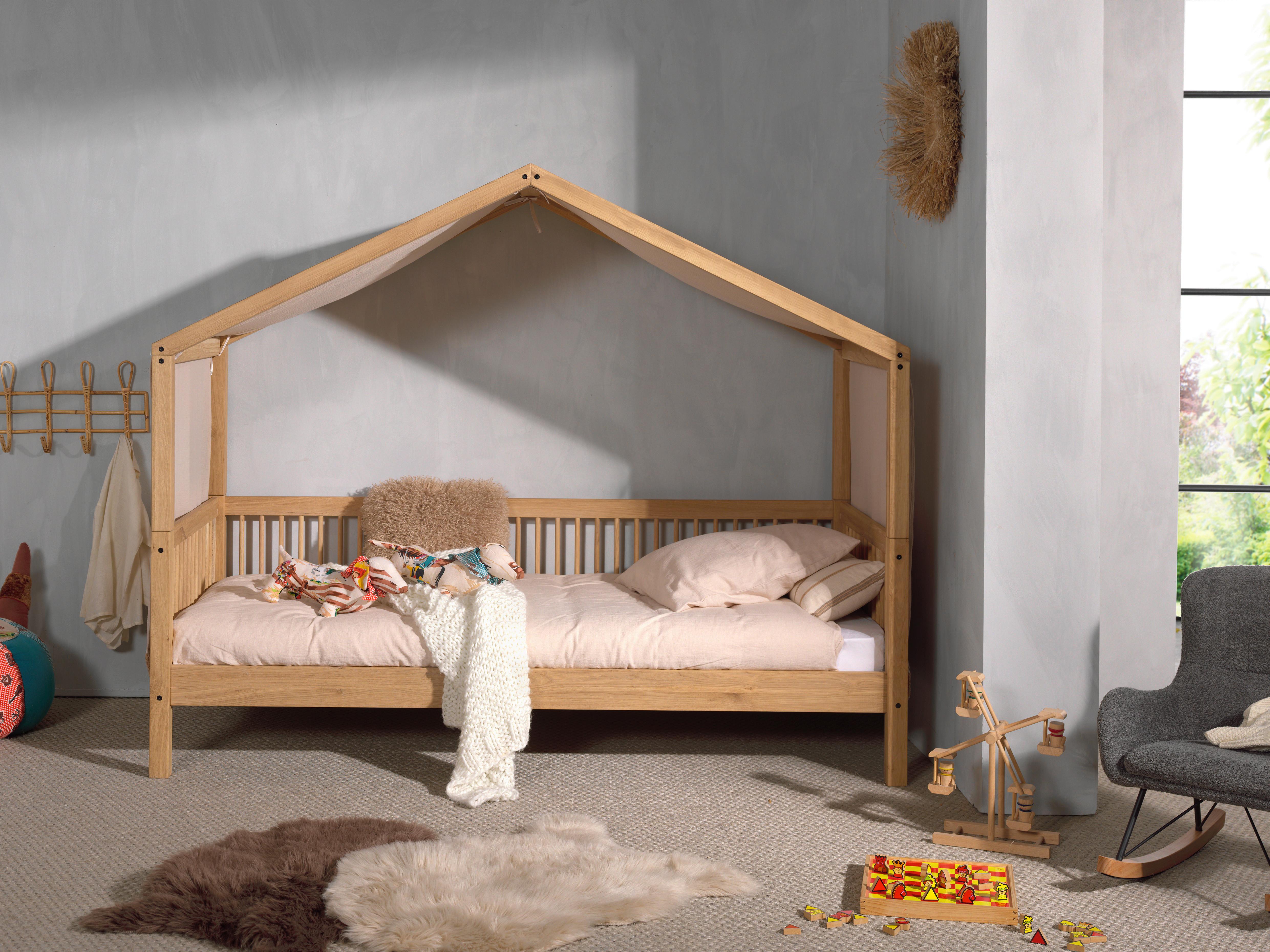 Hausbett FORREST Naturfarben ca.90x200cm Echtholz Eiche - Eichefarben/Naturfarben, MODERN, Holz (90/200cm) - Vipack
