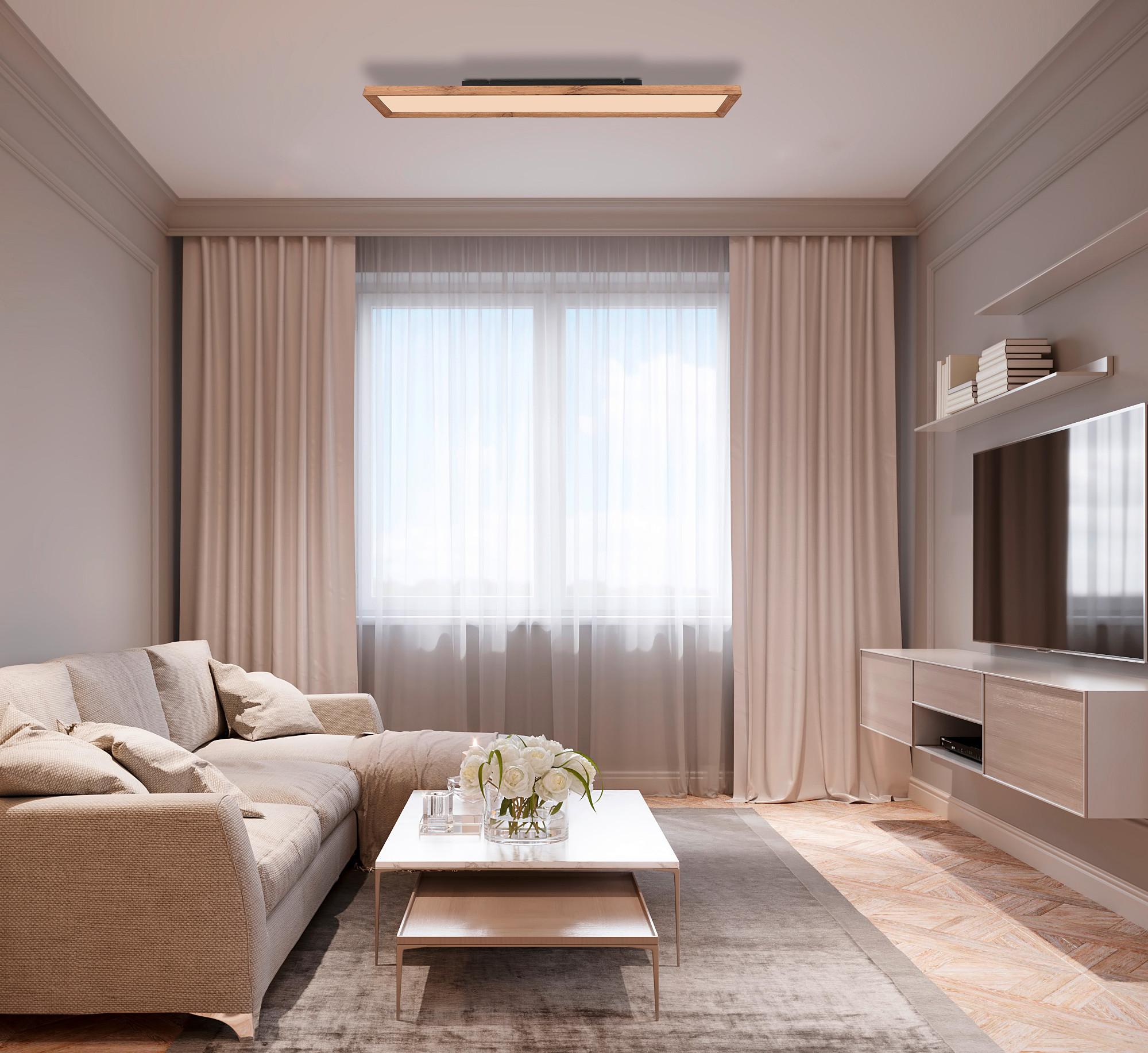 LED-Deckenleuchte Cinderalla in Naturfarben max. 24 Watt - Opal/Naturfarben, Natur, Holzwerkstoff/Kunststoff (80/20/8,5cm) - Globo