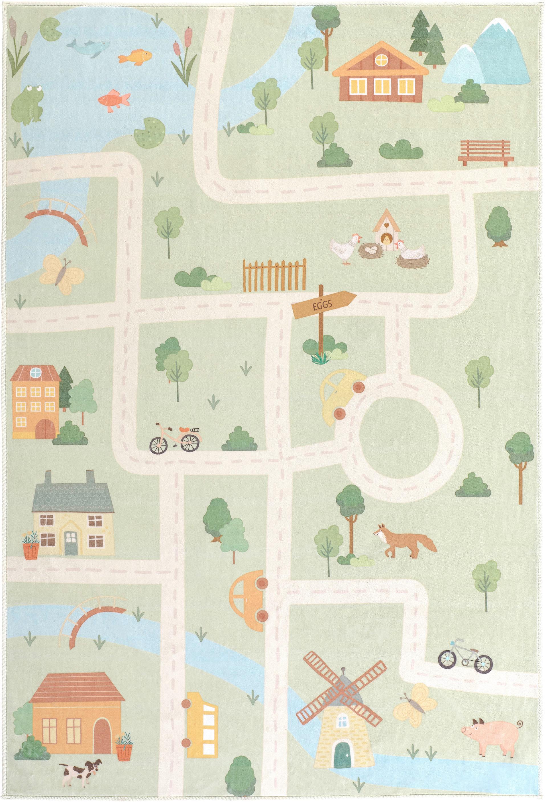 DYWAN DZIECIĘCY ECOVIA LIVING-KIDS8192 - szałwiowy/morela, Trend, tkanina (120/180cm) - Lindorug