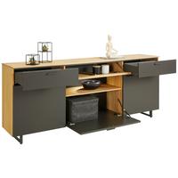 Sideboard Stockholm in Eichefarben/Schieferfarben - Schieferfarben/Eichefarben, MODERN, Holzwerkstoff/Metall (203/85/41cm) - Premium Living