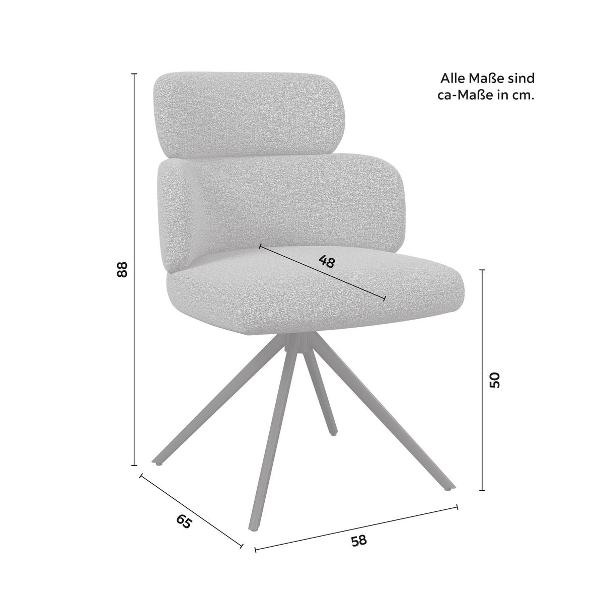 Armlehnstuhl Karo Grau Webstoff Drehbar Gepolstert - Schwarz/Grau, MODERN, Textil/Metall (58/88/65cm) - Bessagi Home