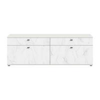 Nizka Omarica Stone, Bela, Imitacija Marmorja - črna/bela, Design, umetna masa/leseni material (180/62/40cm) - MID.YOU