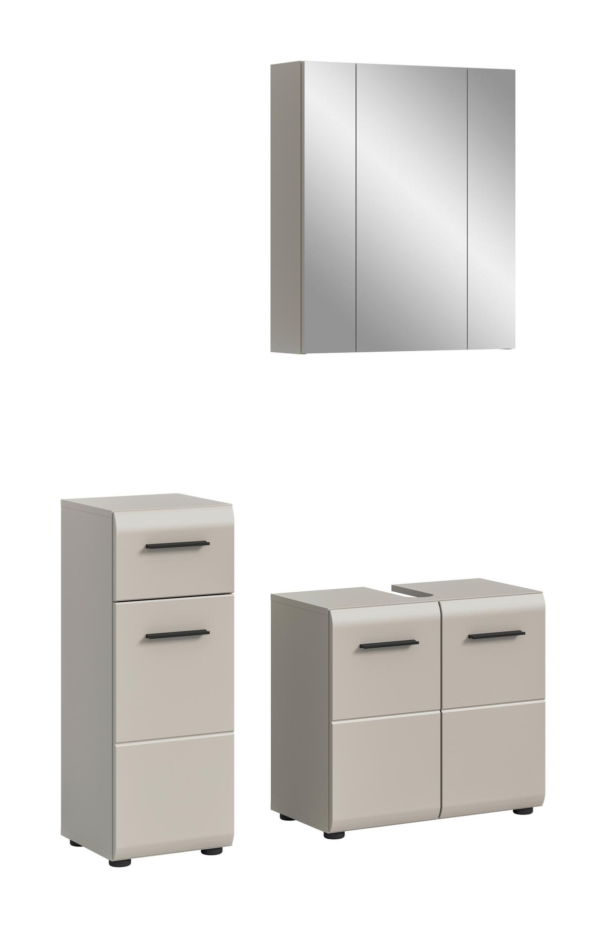 Badezimmer Ice Kaschmir 3-teilig - Kaschmir/Schwarz, Trend, Glas/Holzwerkstoff (90cm) - MID.YOU