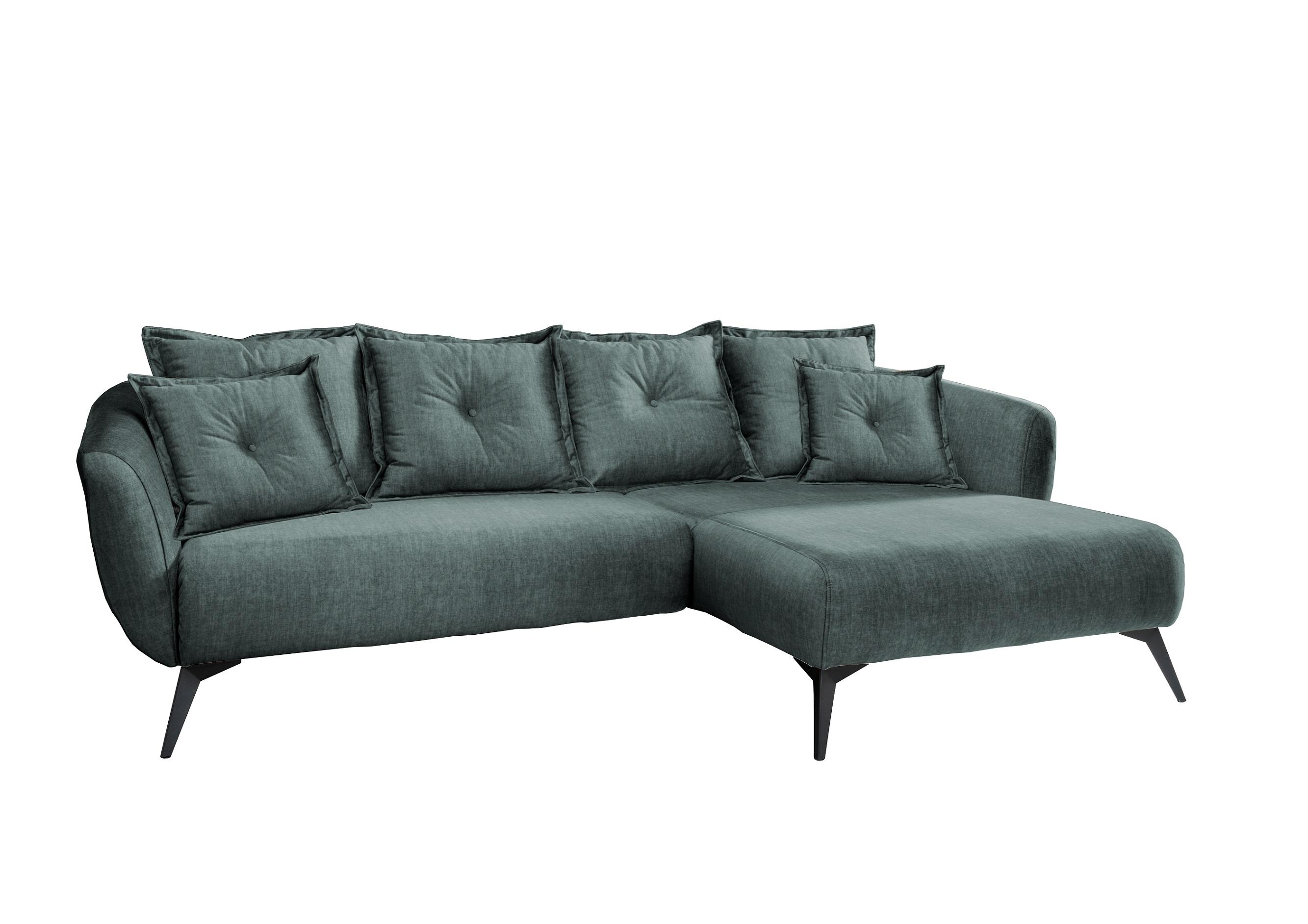 Wohnlandschaft Baggio Blau Velours - Blau/Schwarz, MODERN, Holz/Textil (277/162cm) - Livetastic