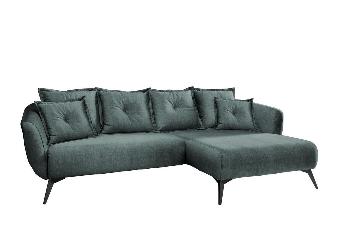 Wohnlandschaft Baggio Blau Velours - Blau/Schwarz, MODERN, Holz/Textil (277/162cm) - Livetastic