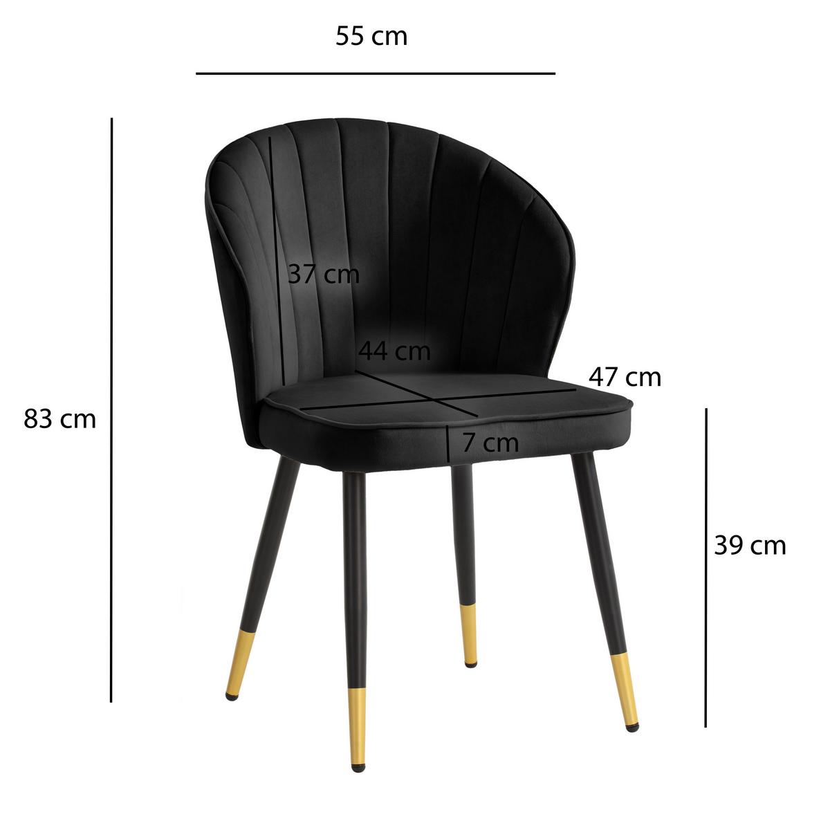 STUHL-SET WL6.951 - Goldfarben/Schwarz, Design, Textil/Metall (55/83/53cm) - MID.YOU