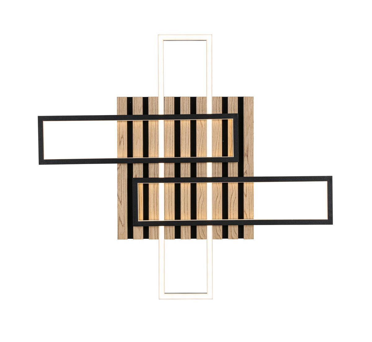 LAMPA SUFITOWA LED LONG BEACH *SBN* - kolor dębowy/czarny, Natur, materiał drewnopochodny/tworzywo sztuczne (73,5/66,5/7,5cm) - Novel