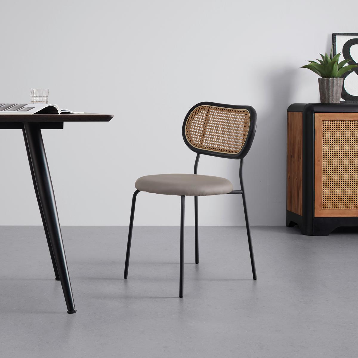 KRZESŁO CASA - czarny/taupe, Modern, metal/drewno (42/77/51cm) - Bessagi Home