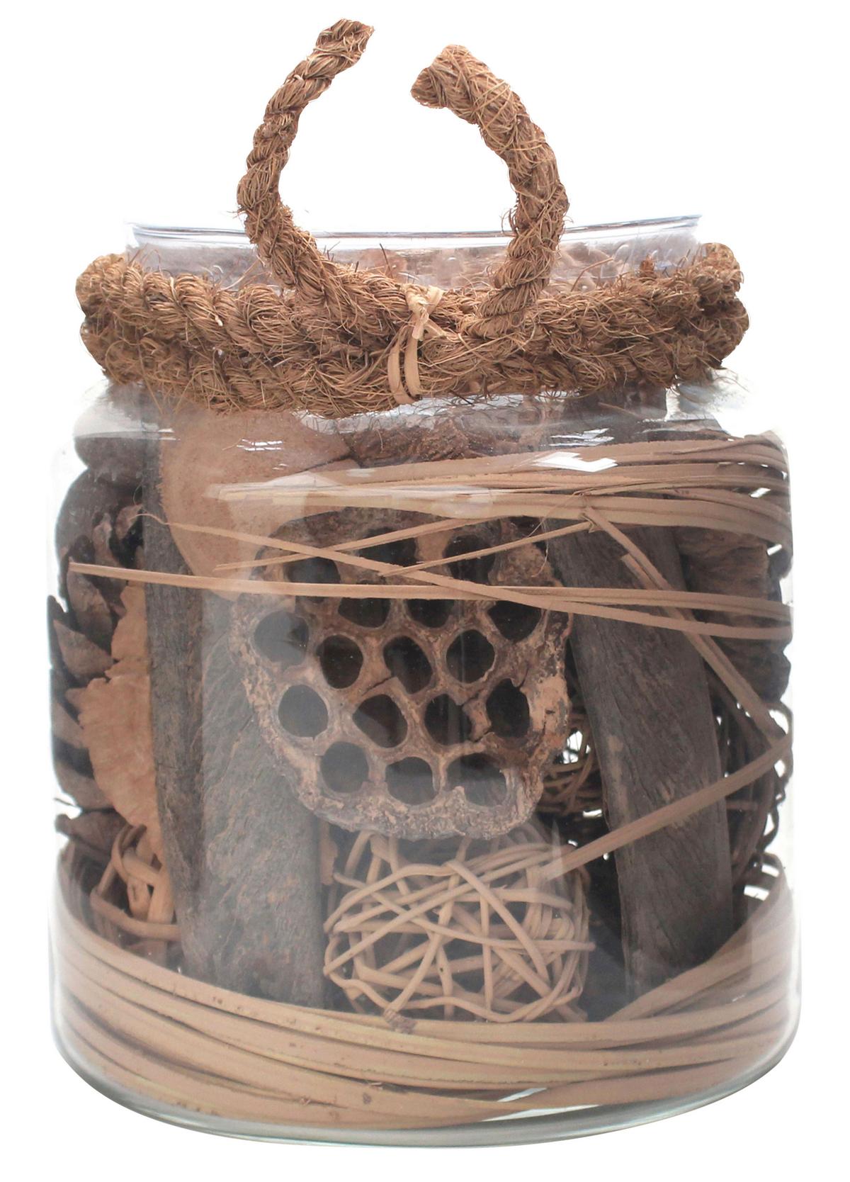 DEKOGLAS FLORA - Braun, Lifestyle, Glas/Naturmaterialien (18/20/18cm) - Kayoom