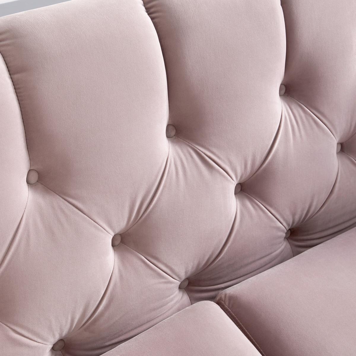 Bigsofa Liliana Rosa Samt - Roségold/Rosa, MODERN, Holz/Textil (227/95/93cm) - Bessagi Home