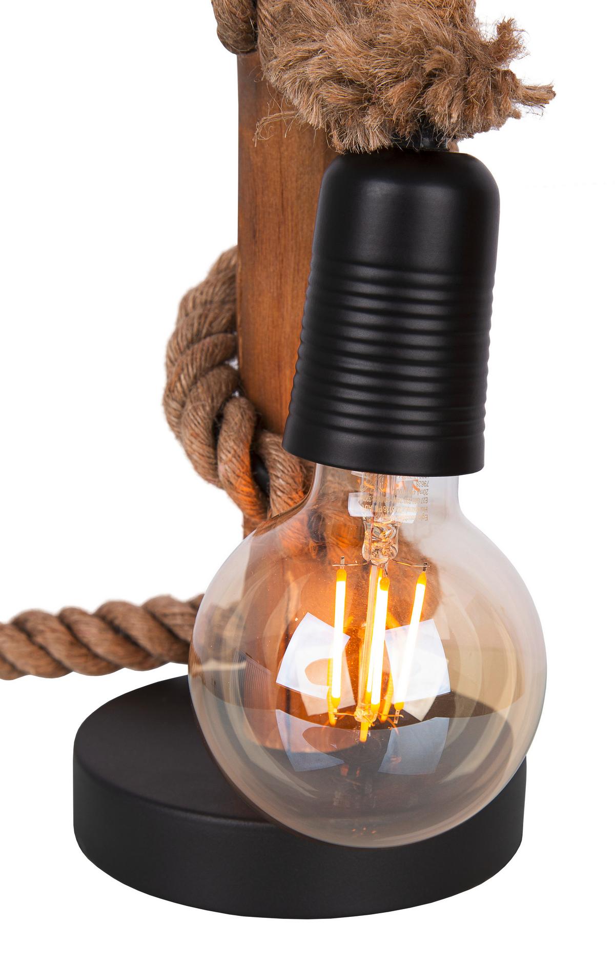 LAMPA STOŁOWA 52060146X NERIDA - kolor dębowy/czarny, Natur, metal/drewno (40cm) - Globo