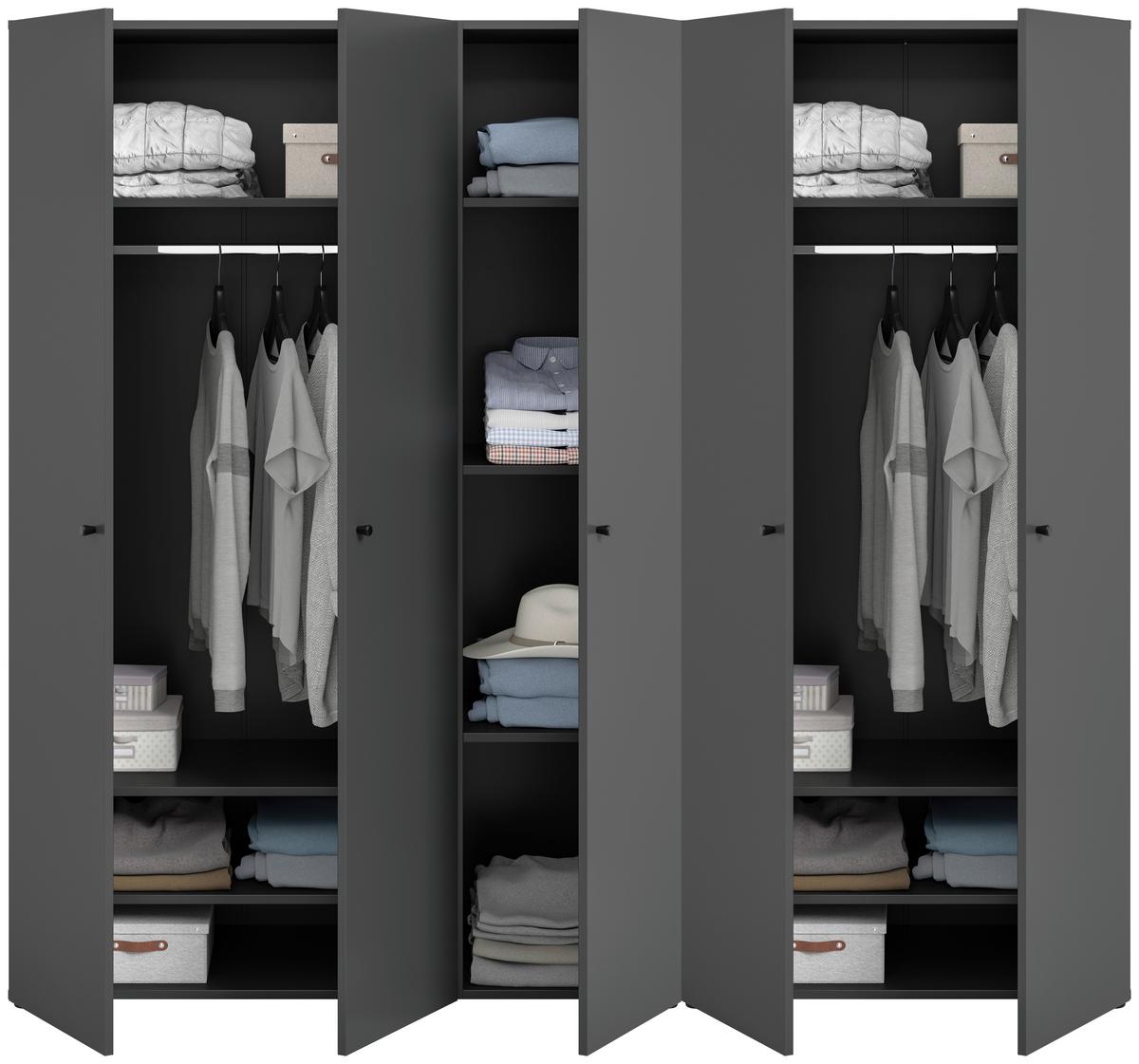 Drehtürenschrank DARWIN ca.200x176x51cm Anthrazit - Anthrazit/Schwarz, MODERN, Holzwerkstoff/Kunststoff (200/176/51cm) - MID.YOU