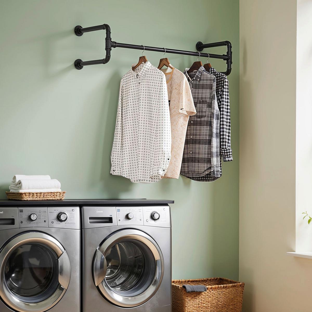 Wandgarderobe Schwarz, 2 Stück - Schwarz, Basics, Metall (30/112cm)