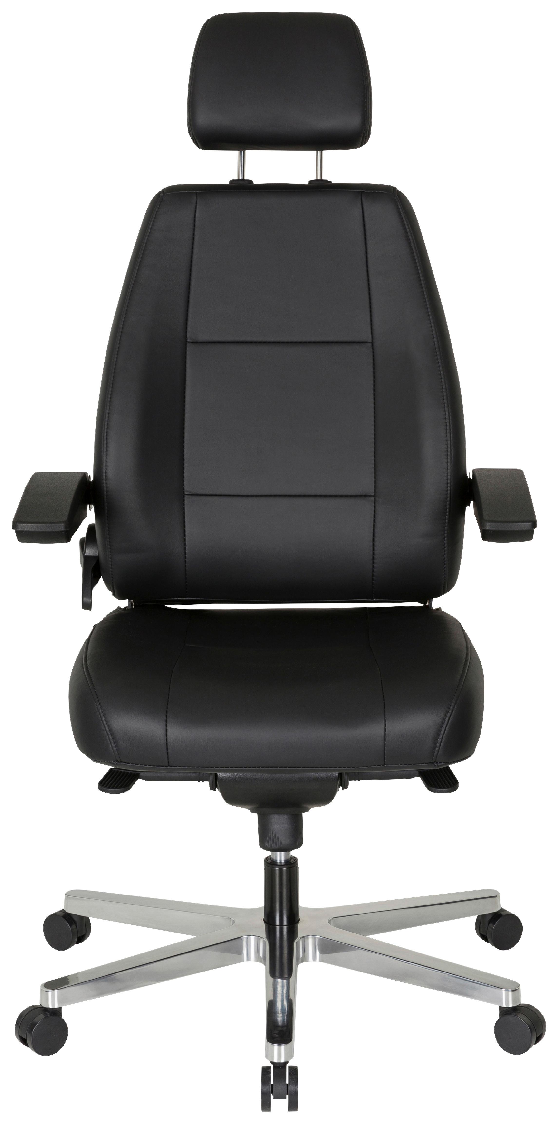Pisarniški Stol 24 Hours, Pravo Usnje, Črna - srebrne barve/črna, Basics, kovina/umetna masa (70/152/70cm) - MID.YOU