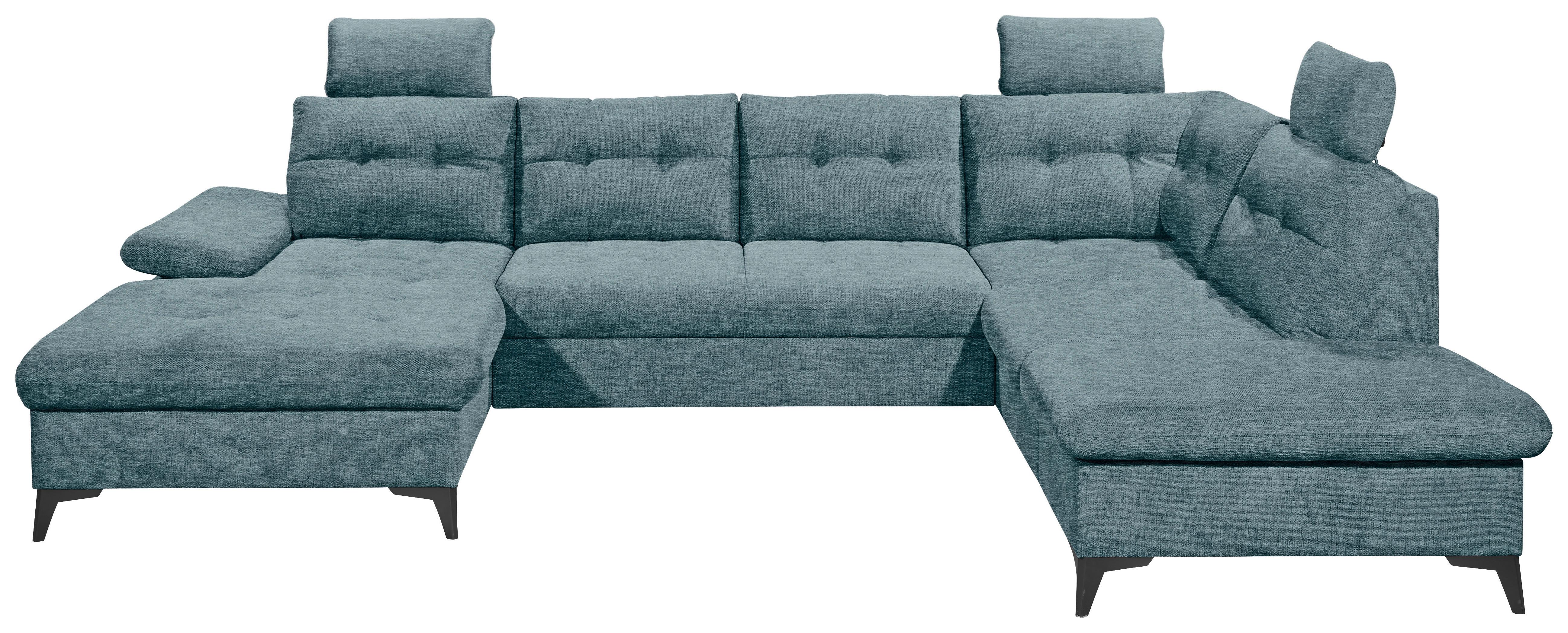 Wohnlandschaft Durban U ca. 170x324x218 cm Eisblau - Blau/Schwarz, KONVENTIONELL, Kunststoff/Textil (170/324/218cm) - MID.YOU