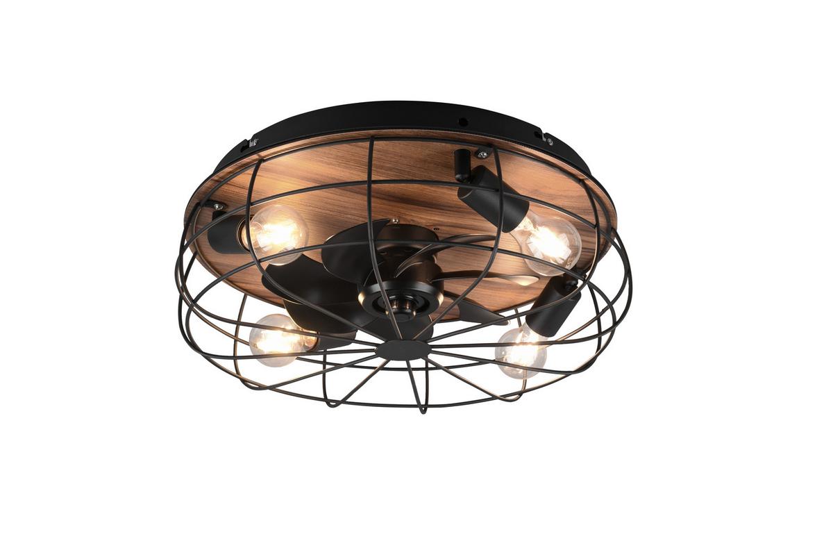 Deckenleuchte Schwarz max. 10 Watt - Schwarz/Braun, LIFESTYLE, Holz/Kunststoff (48,5/48,5/17,5cm)