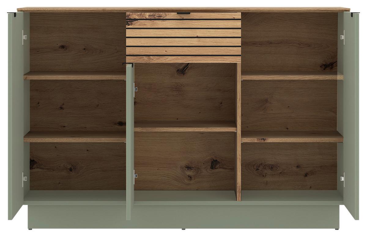 Comodă cu uși NEXA - verde salvie/stejar Artisan, Basics, material pe bază de lemn (135/90/40cm) - Modern Living