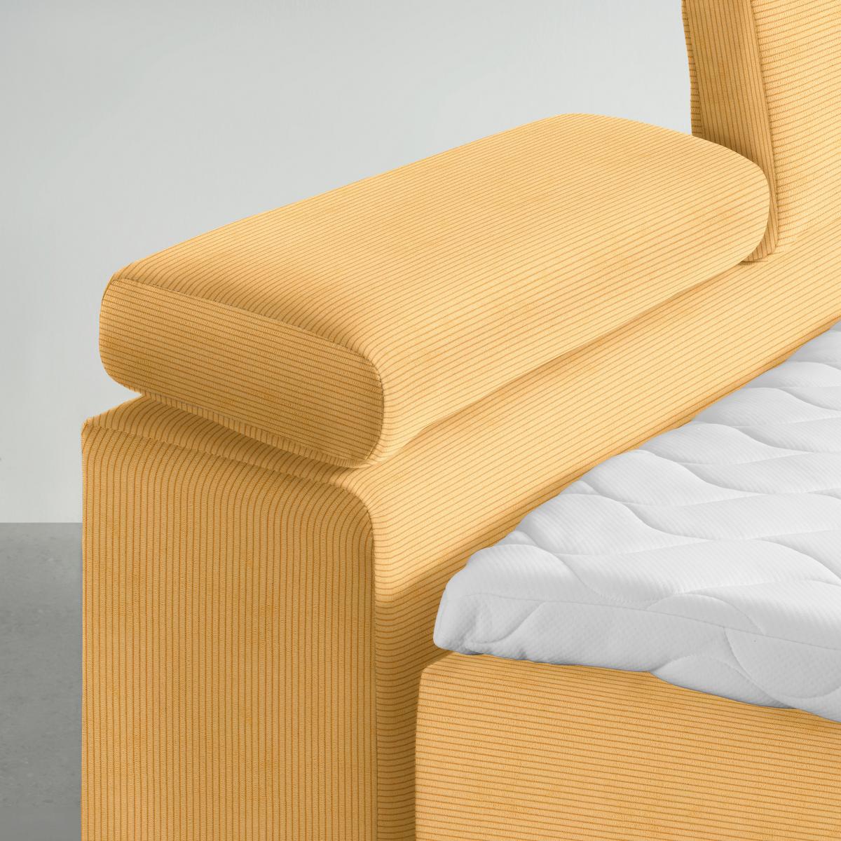 Boxspringbett Sevilla Senfgelb ca. 180x200cm - Senfgelb/Schwarz, KONVENTIONELL, Holz/Kunststoff (180/200cm) - Premium Living