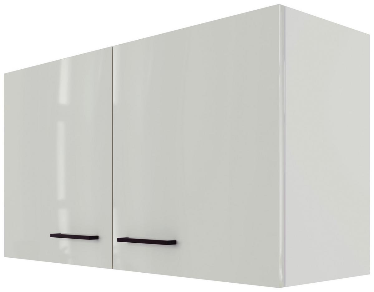 Küchenoberschrank in Lichtgrau glänzend - Schwarz/Grau, MODERN, Holzwerkstoff/Metall (100/54/32cm) - FlexWell