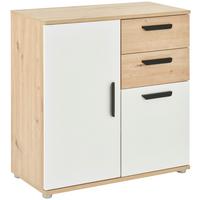 Komoda Basic Two, Barva Hrasta, Bela - srebrne barve/črna, Konvencionalno, umetna masa/leseni material (71,4/75/33,2cm)