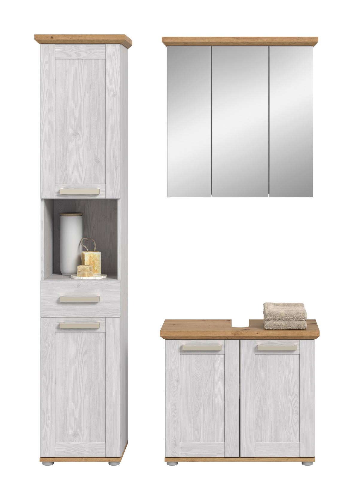 Badezimmer Verona Lärchenfarben/Eiche Artisan - Silberfarben/Lärchefarben, Trend, Glas/Holzwerkstoff (108cm) - MID.YOU