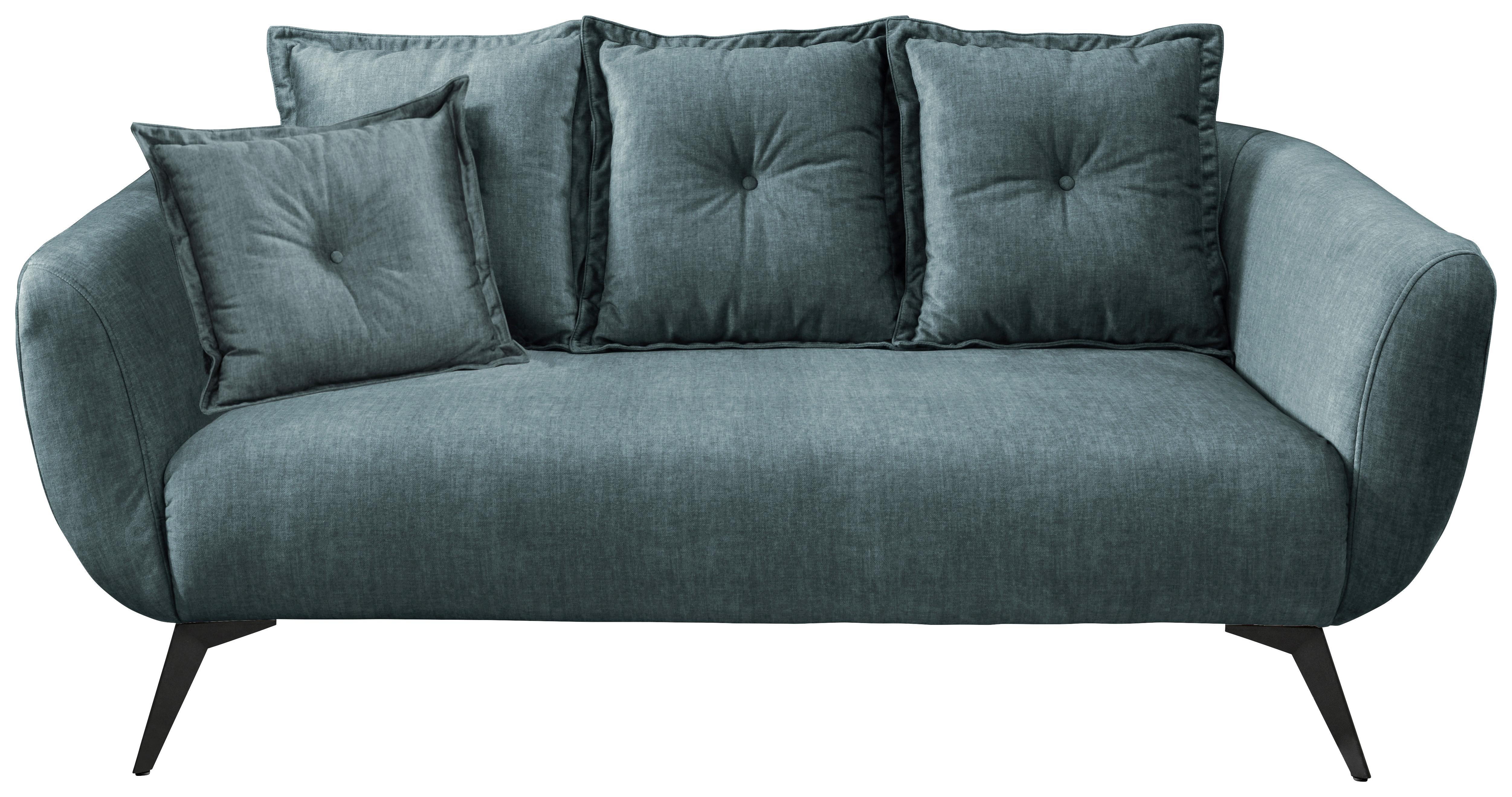 2,5-Sitzer-Sofa Baggio Blau Velours - Blau/Schwarz, MODERN, Holz/Textil (196/94/103cm) - Livetastic