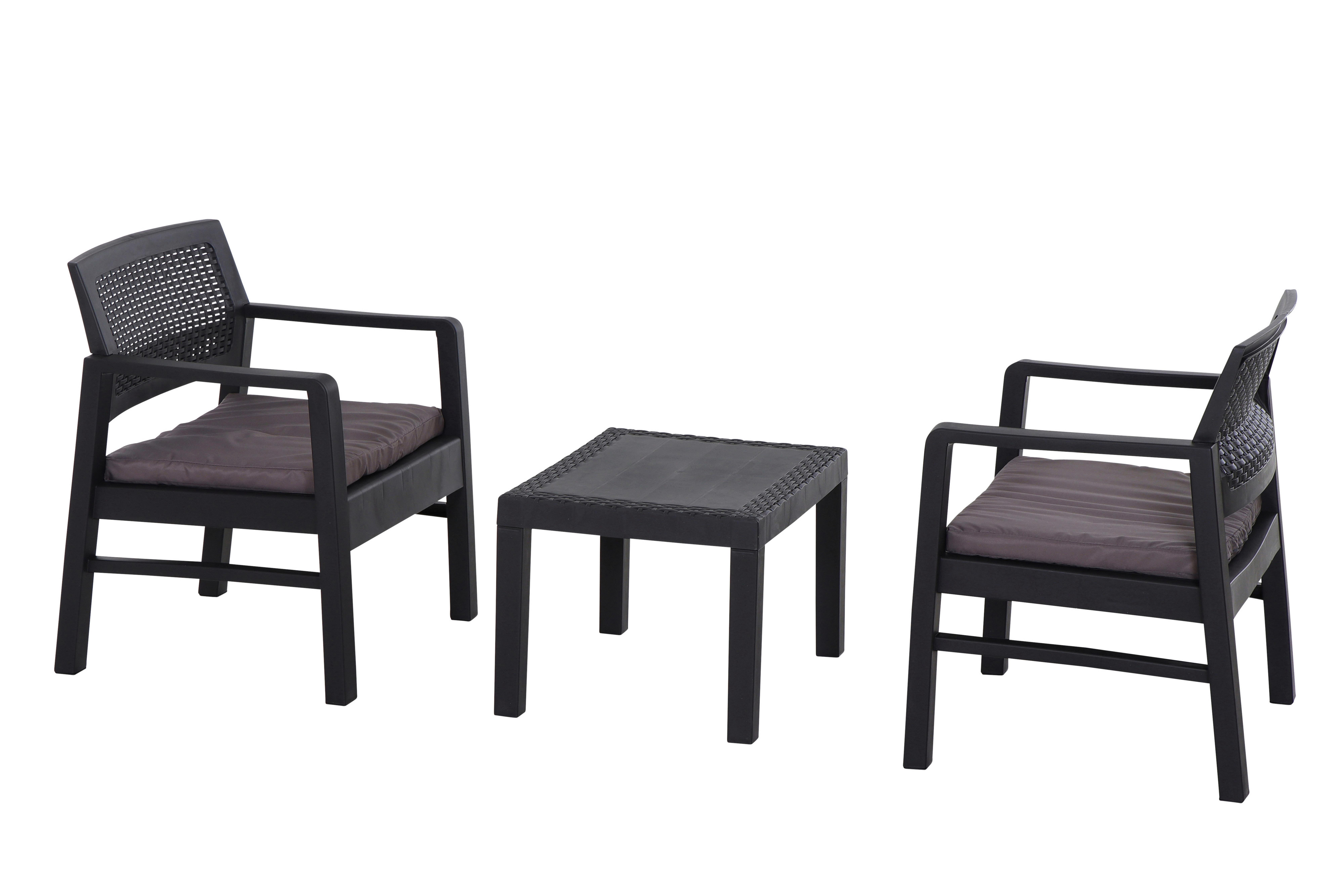 Balkonset Kraka 5-tlg. Anthrazit - Anthrazit, MODERN, Kunststoff (58/74/63cm) - Gardenson