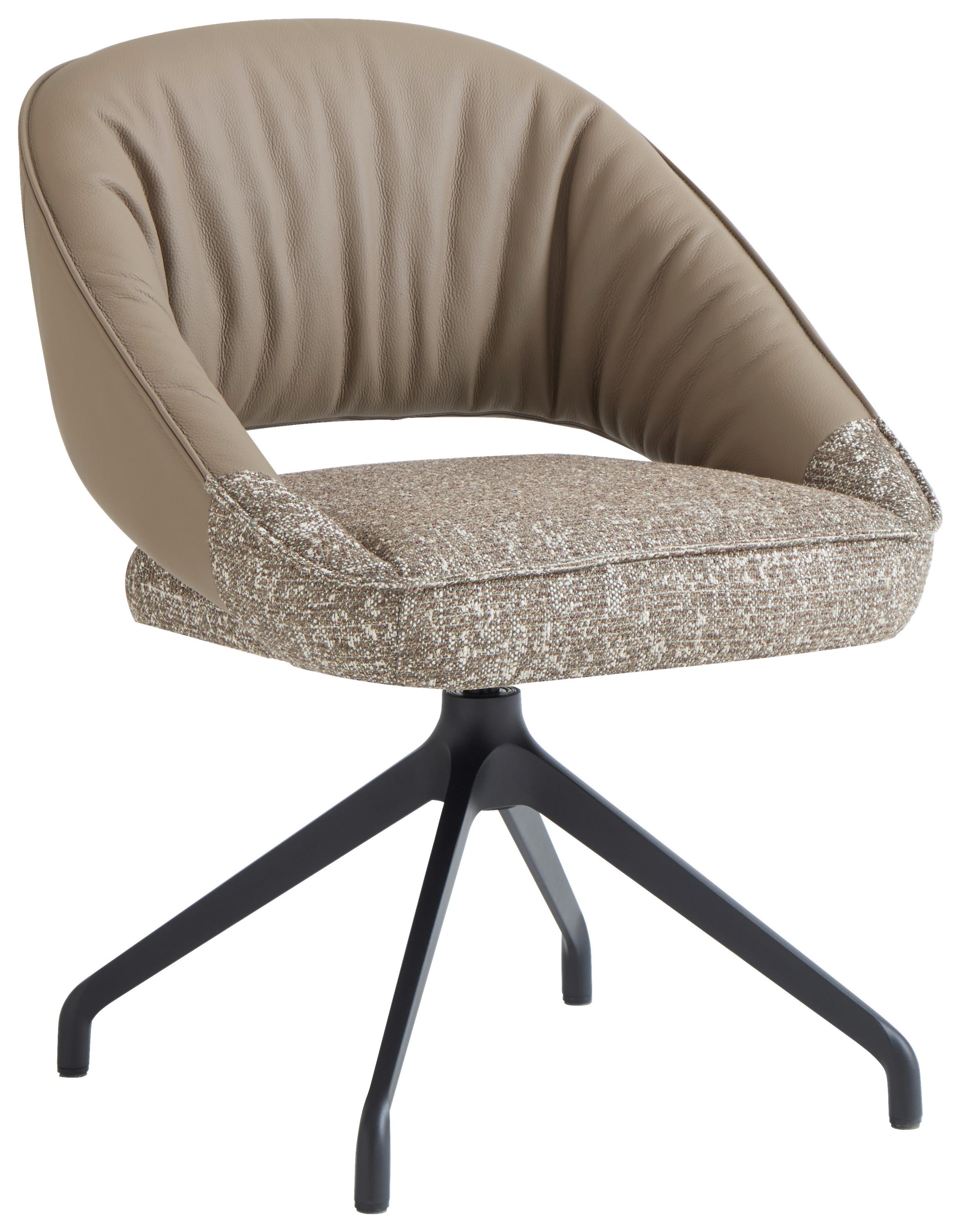 KRZESŁO Z PODŁOKIETNIKAMI NALA -EXKLUSIV- - beżowy/czarny, Design, skóra/metal (61/81/66cm) - Dieter Knoll